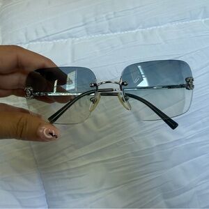 CHANEL Metallic Silver Sunglasses